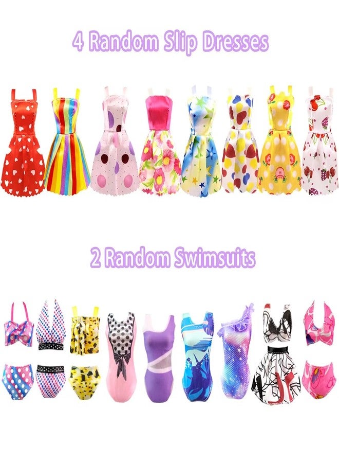VLUSSO Doll Clothes and Accessories for 11.5 Inch Doll Dress Up Set with 1 Wedding Gown Dress 2 Fashion Dresses 4 Mini Dresses 2 Tops and Pants Outfits Swimsuits 10 Shoes 10 Bags Toys Gift for Girls - Image 5